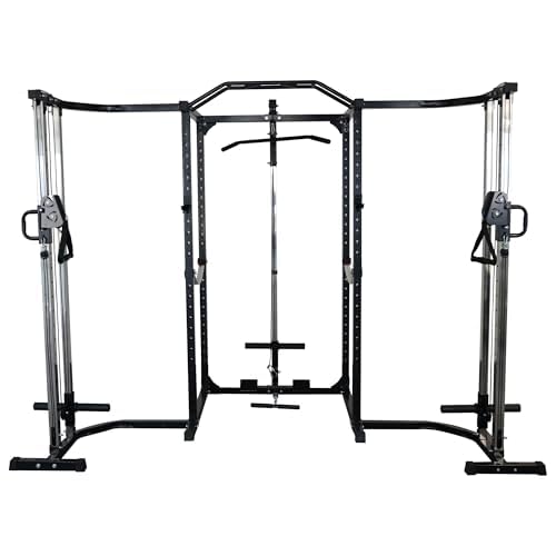 Multi-Spec Power Cage Squat Rack with J-Hooks Safety Straps Accessories
