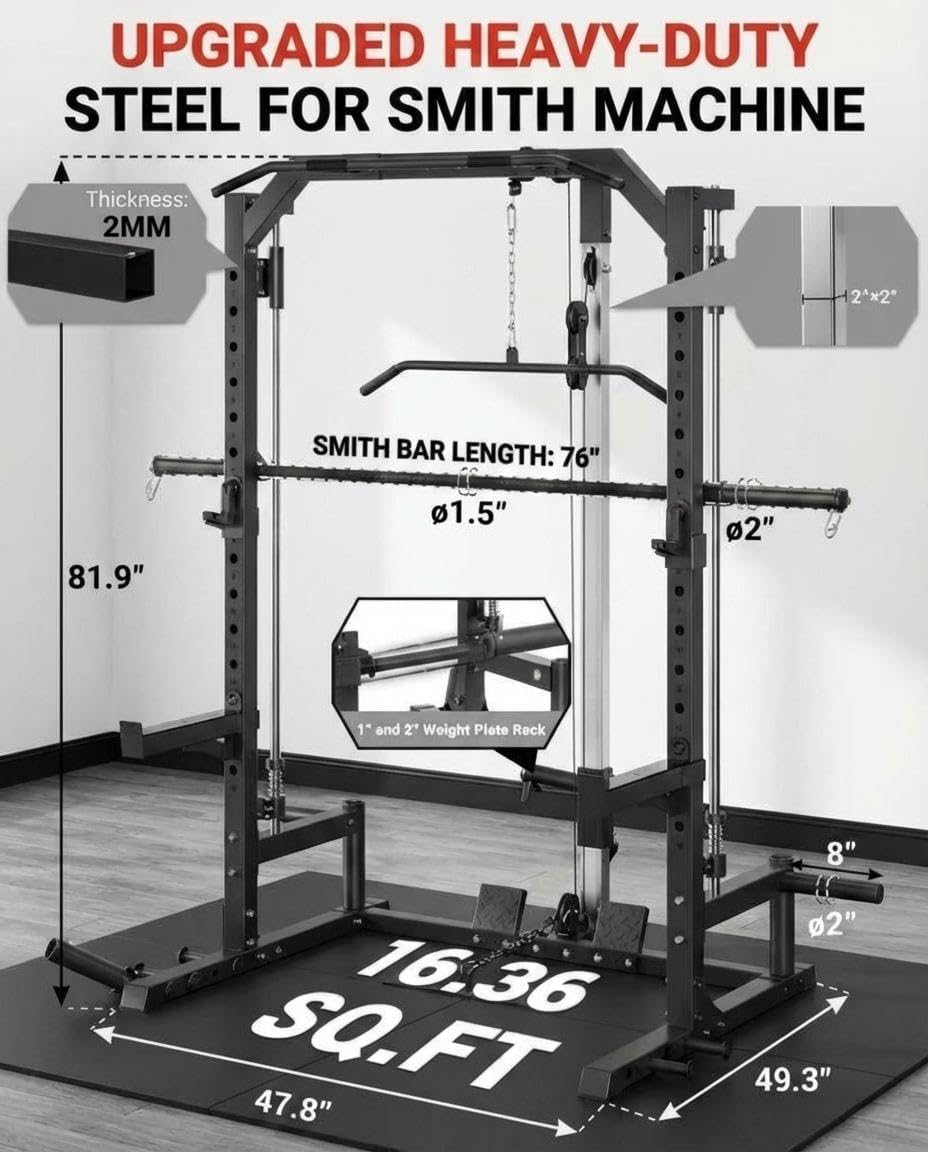 1000LB Compact Smith Machine All-in-One Home Gym Station