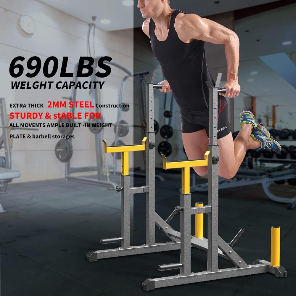 Adjustable Portable Squat Rack 690LBS Home Gym Weight Lifting Equipment