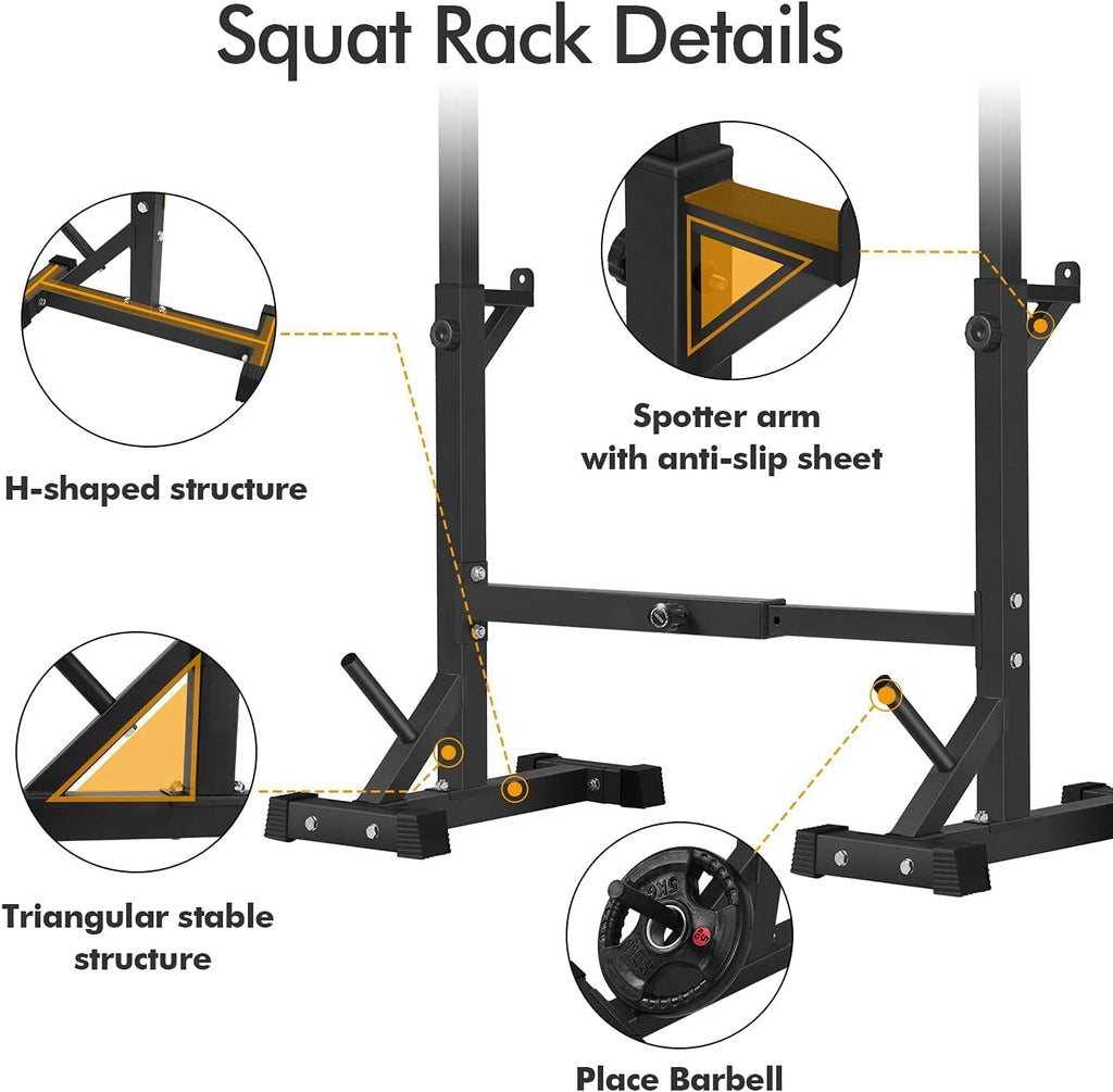 Adjustable 550LBS Squat Rack for Home Gym Bench Press Training