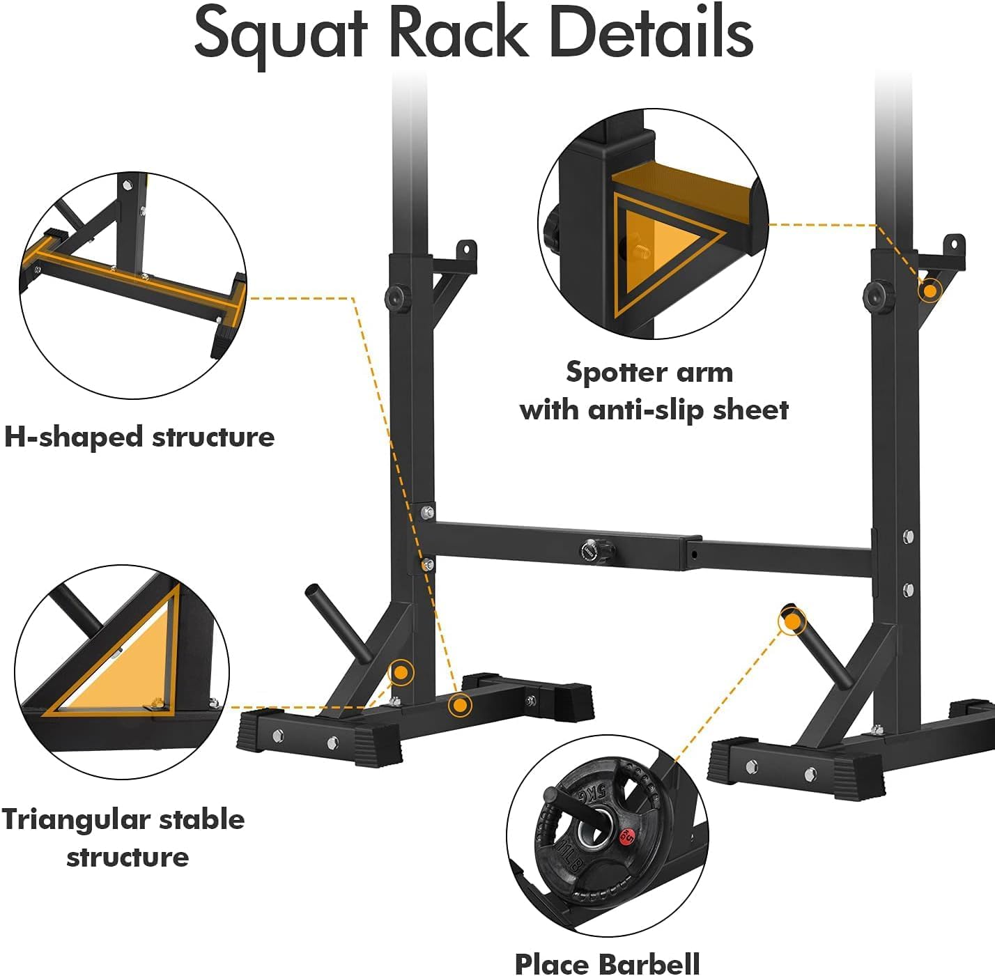 Adjustable 550LBS Squat Rack for Home Gym Bench Press Training