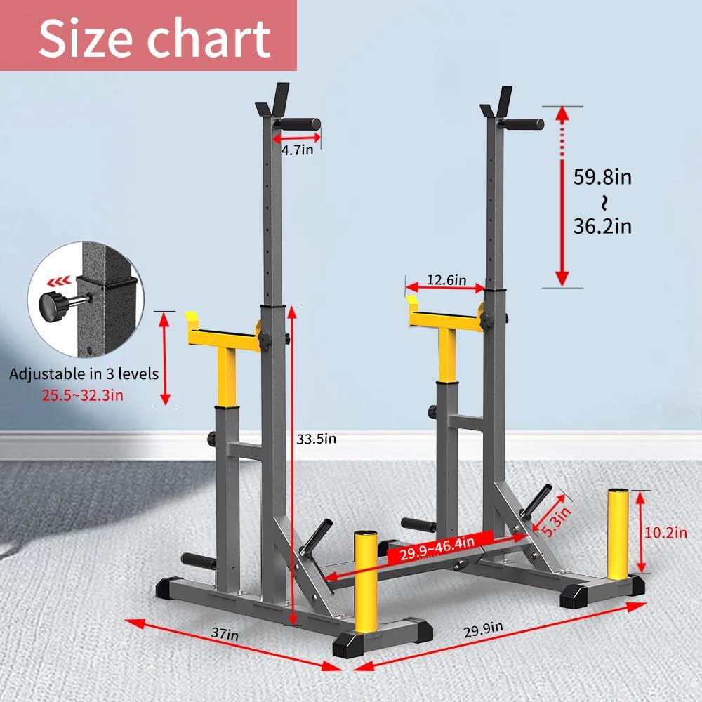 Adjustable Portable Squat Rack 690LBS Home Gym Weight Lifting Equipment