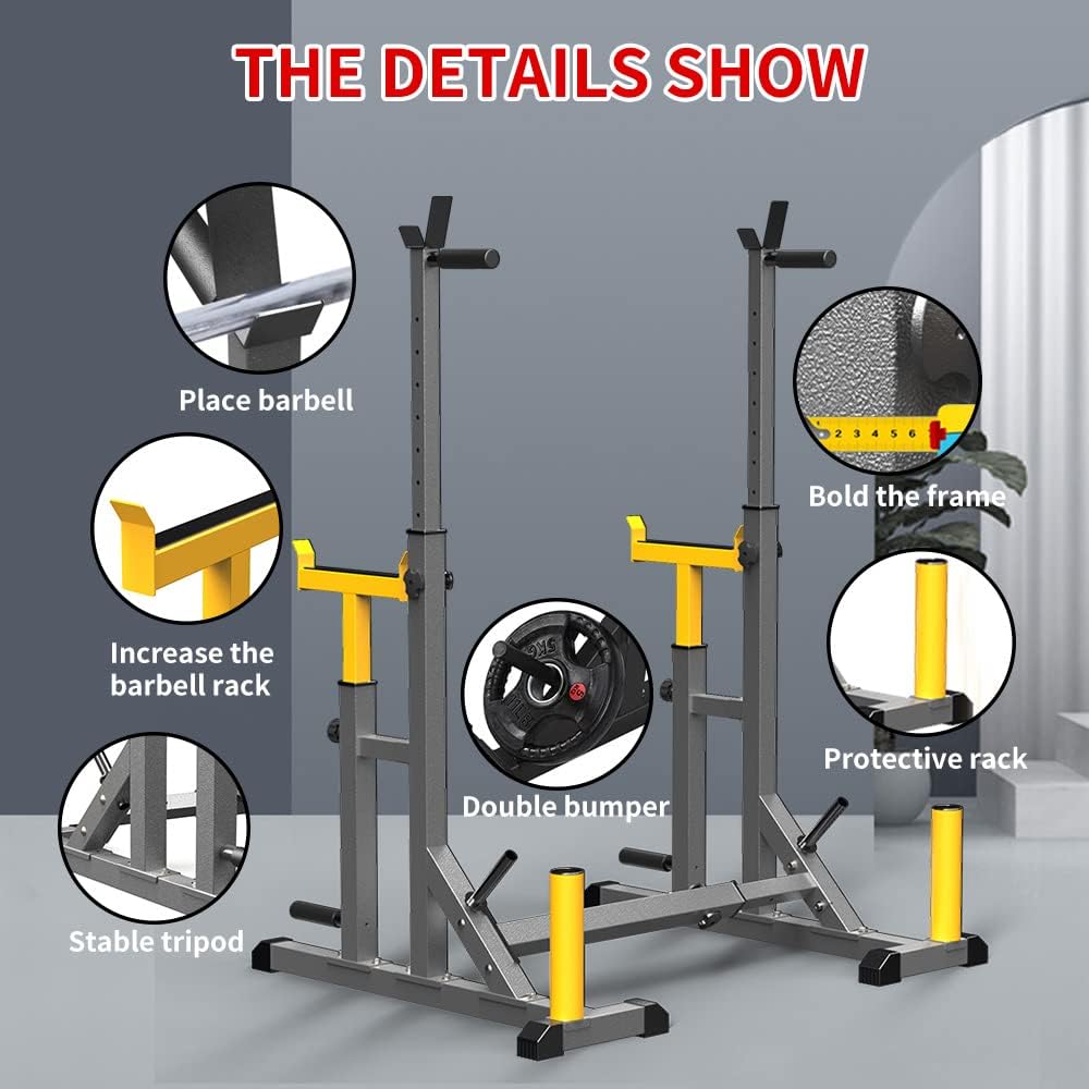Adjustable Portable Squat Rack 690LBS Home Gym Weight Lifting Equipment