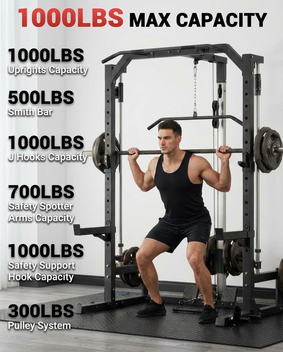 1000LB Compact Smith Machine All-in-One Home Gym Station