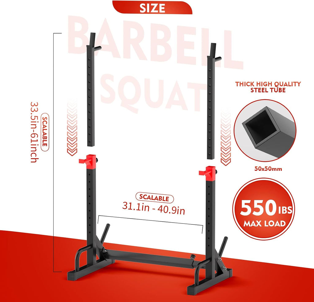 Adjustable 550LBS Multi-Function Squat Rack Home Gym Equipment