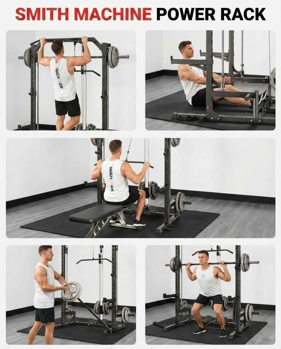 1000LB Compact Smith Machine All-in-One Home Gym Station