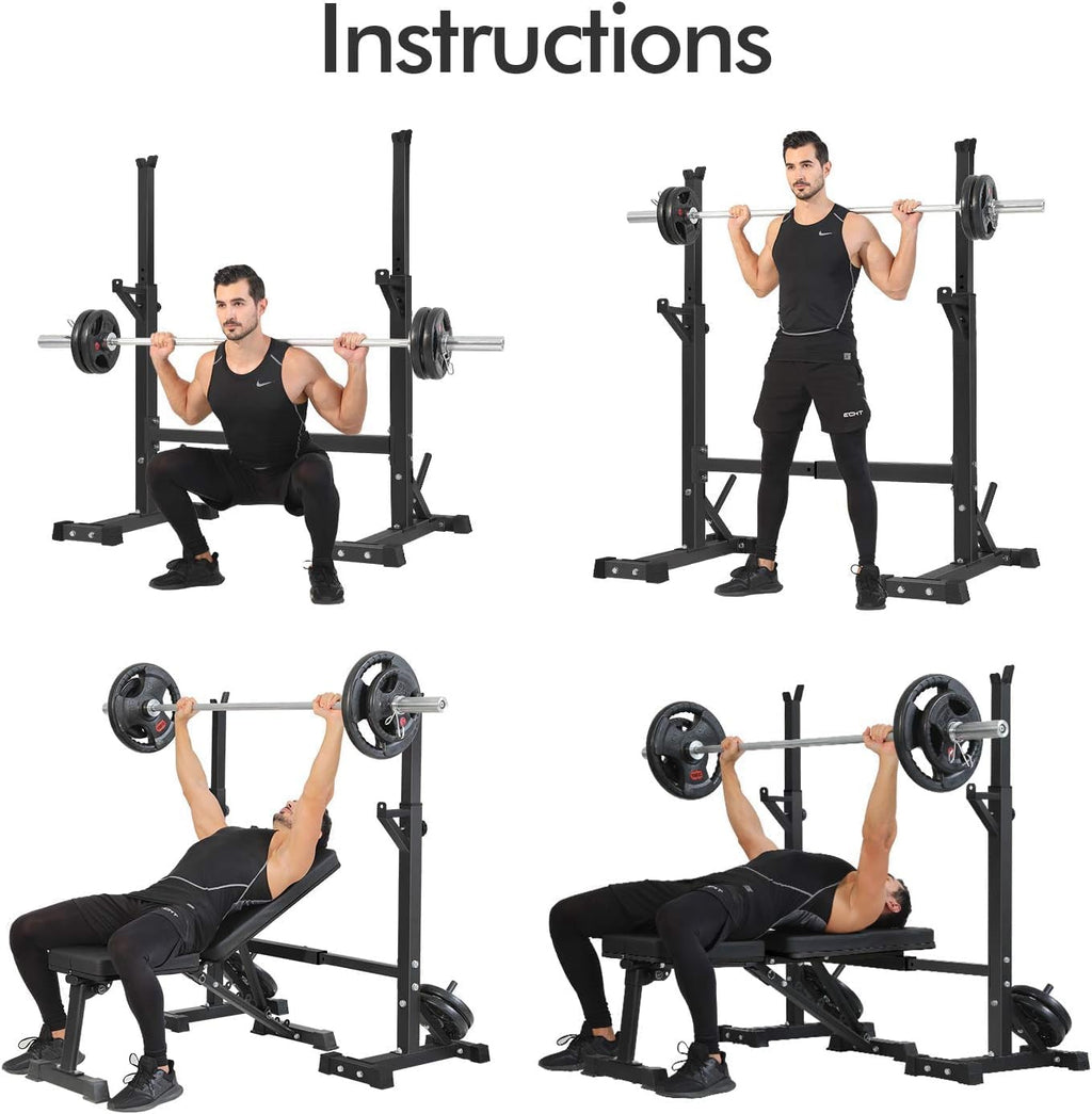 Adjustable 550LBS Squat Rack for Home Gym Bench Press Training