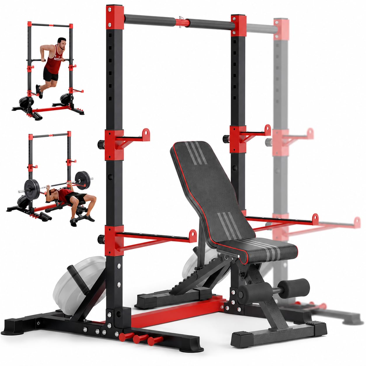 Multi-Function Smith Machine Power Cage Dual Pulley Home Gym Rack