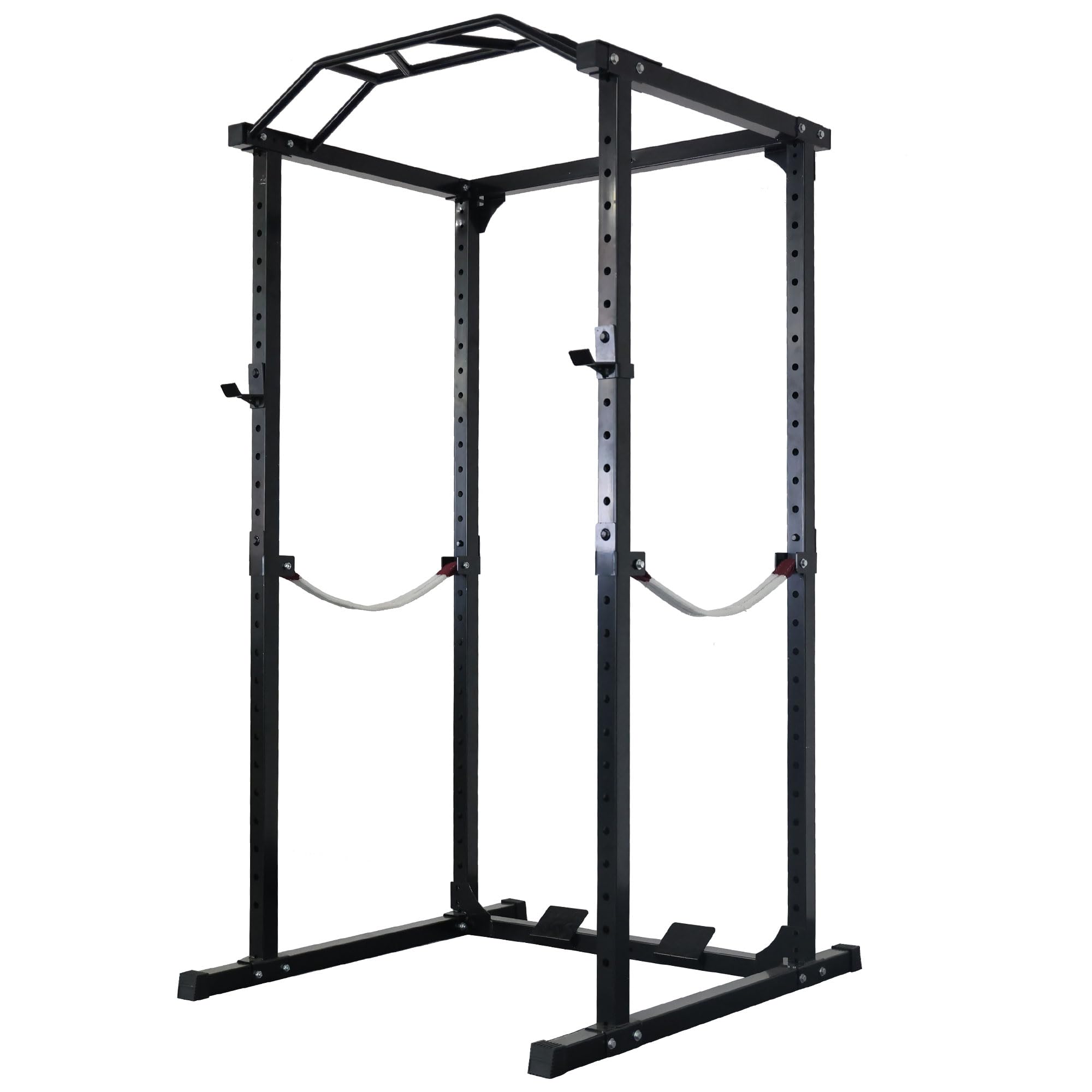 Multi-Spec Power Cage Squat Rack with J-Hooks Safety Straps Accessories