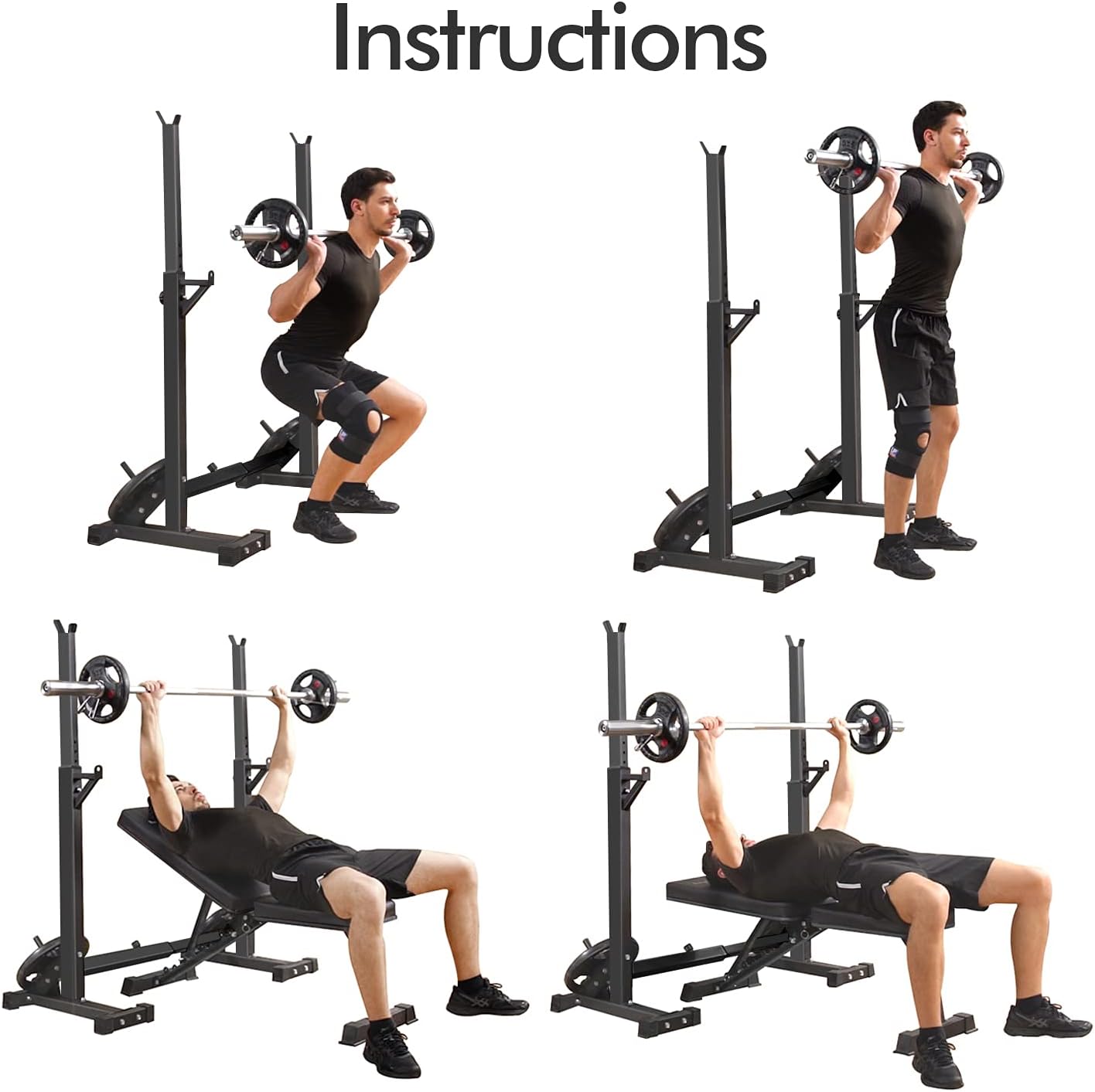 Adjustable 600LBS Multi-Function Squat Rack for Home Gym Lifting