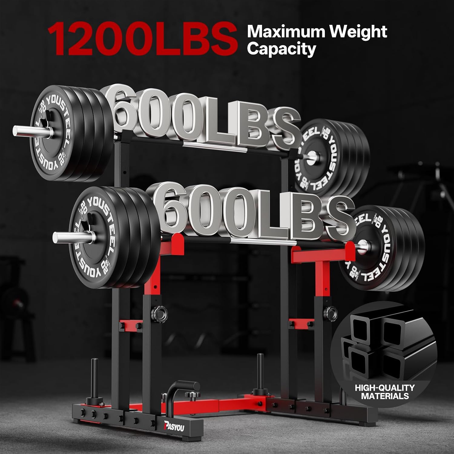 Adjustable 1200LBS Power Rack Home Gym Strength Training Stand