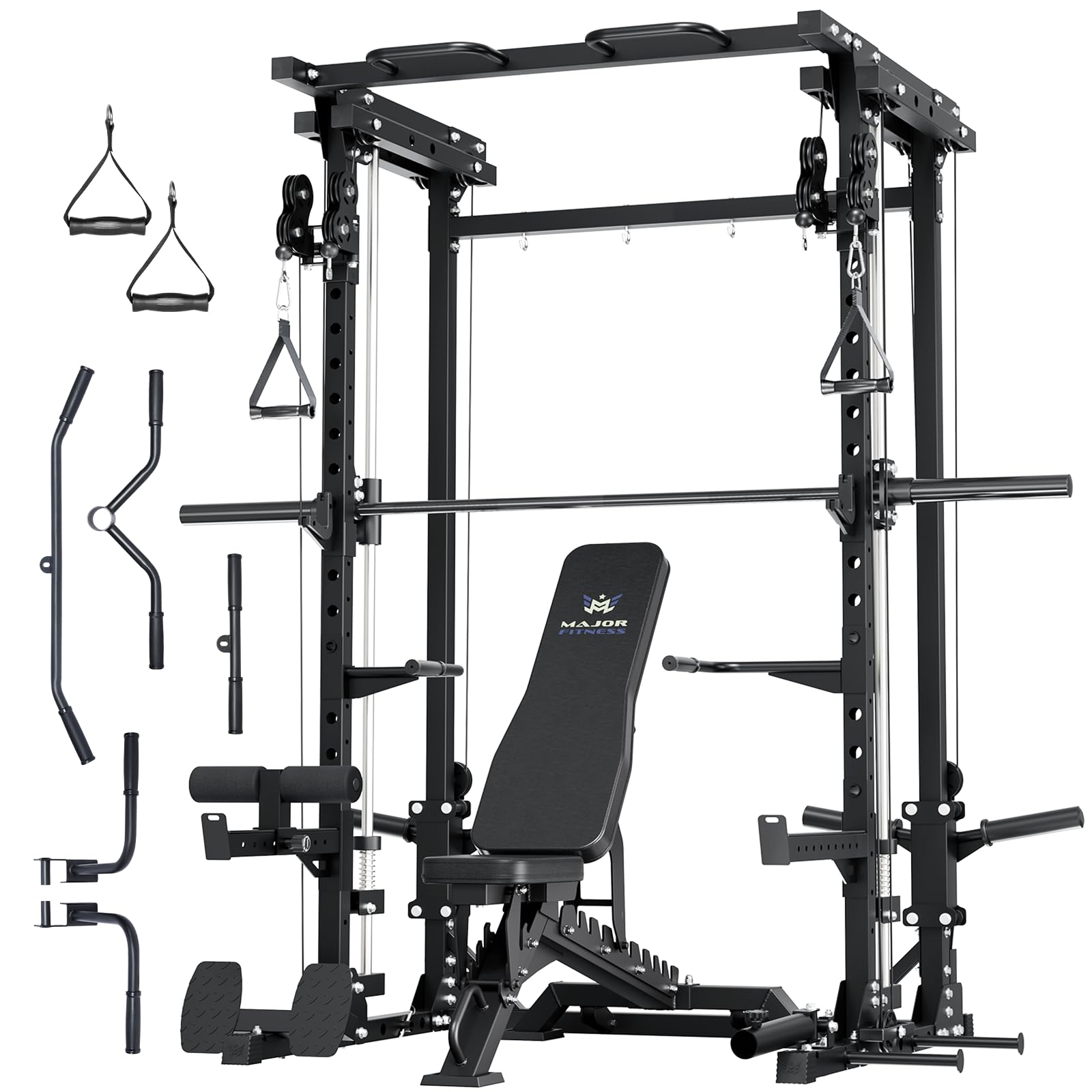 2500LBS All-in-One Smith Machine Dual Pulley Gym Rack