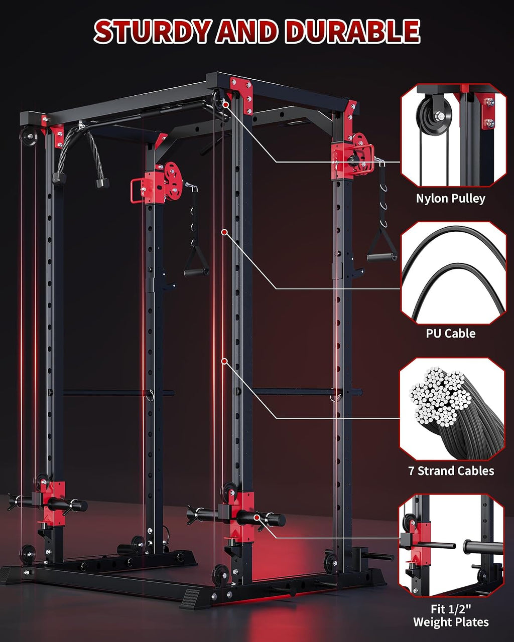 1600LB All-in-One Power Cage Dual Pulley LAT Pull Down Home Gym