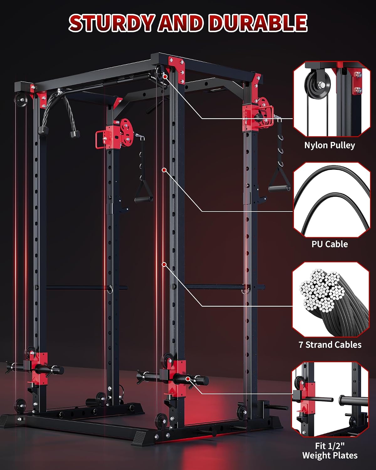 1600LB All-in-One Power Cage Dual Pulley LAT Pull Down Home Gym