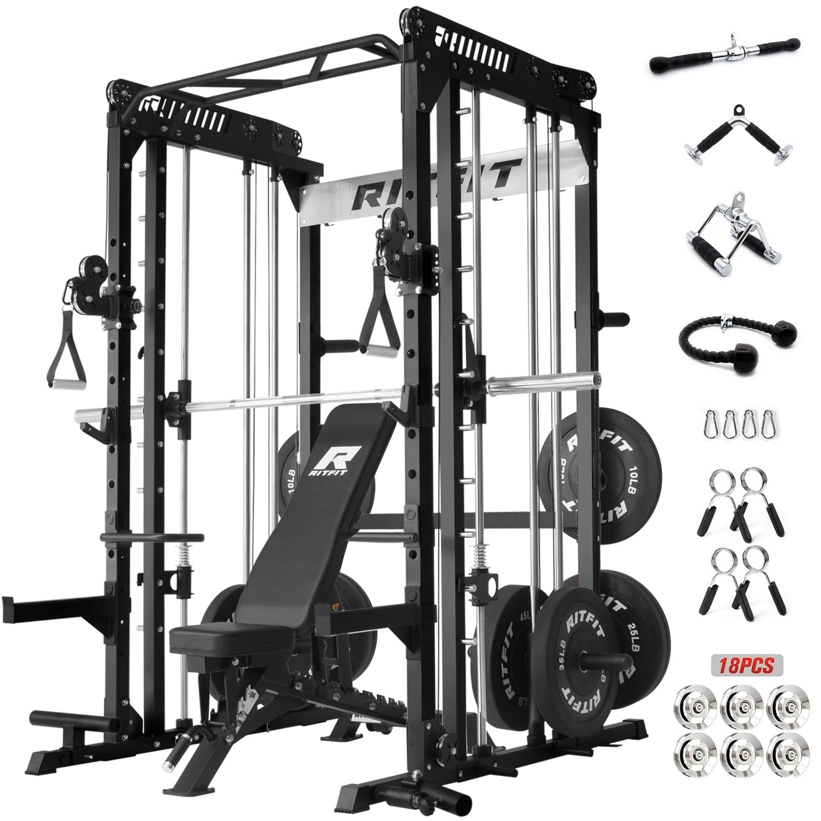 Multi-Function Smith Machine Cable Crossover Home Power Cage