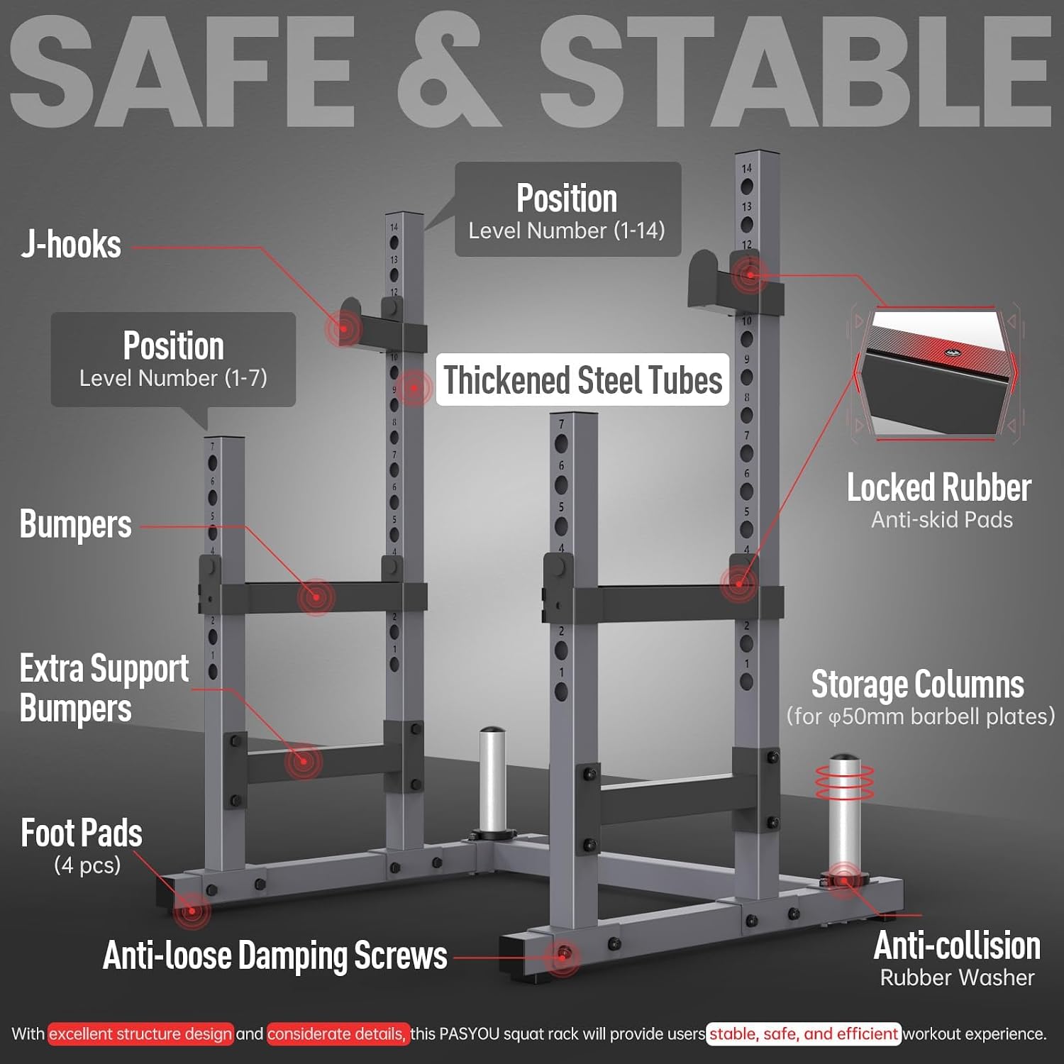 Heavy Duty 1800LBS Multifunctional Squat Power Rack Home Gym