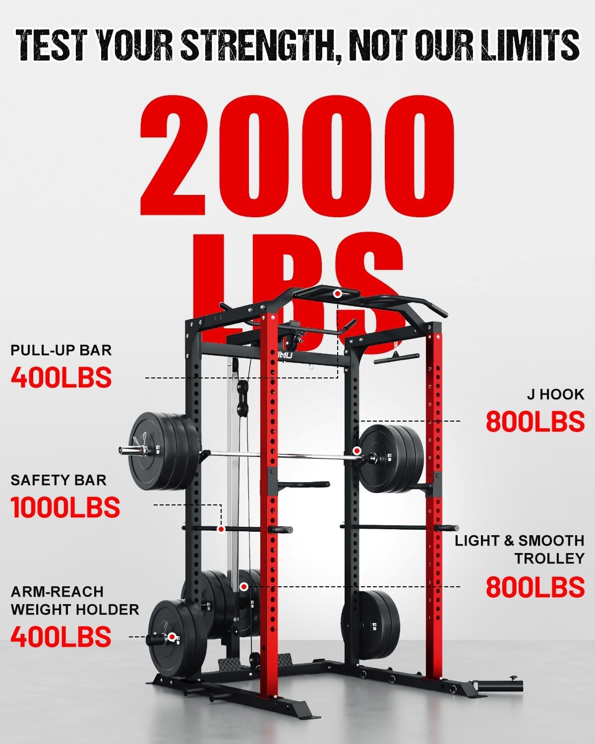 2000LBS Multi-Function Power Cage with LAT Pulldown Attachments