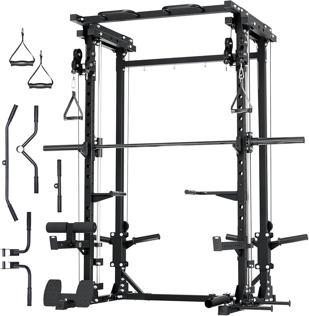 2500LBS All-in-One Smith Machine Dual Pulley Gym Rack