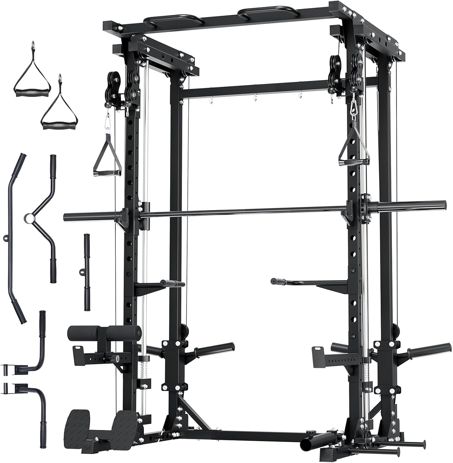 2500LBS All-in-One Smith Machine Dual Pulley Gym Rack