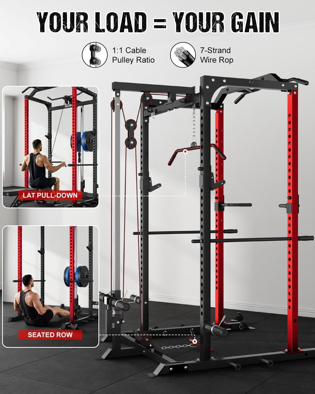 2000LBS Multi-Function Power Cage with LAT Pulldown Attachments