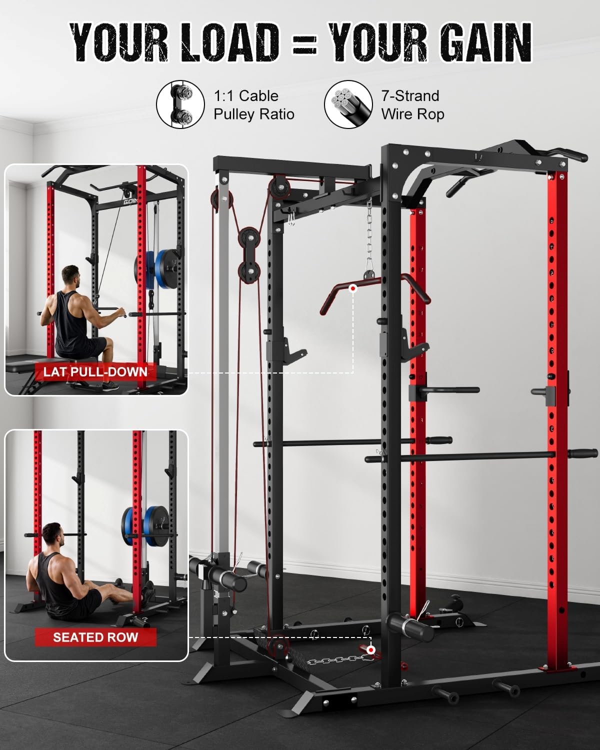 2000LBS Multi-Function Power Cage with LAT Pulldown Attachments