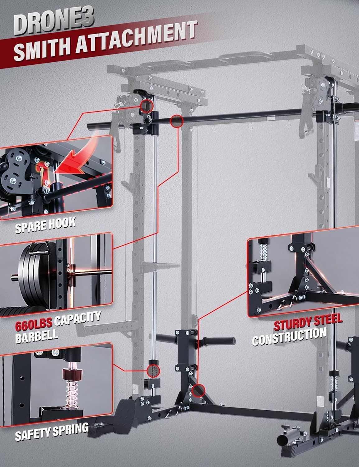 2500LBS All-in-One Smith Machine Dual Pulley Gym Rack