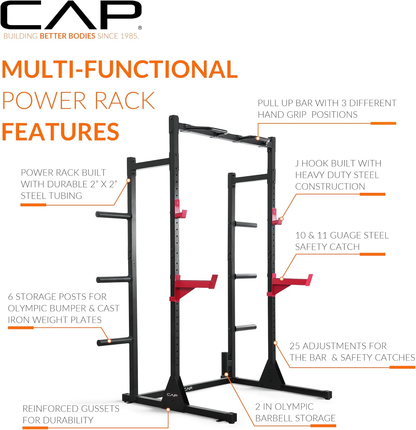 Power Rack with Pull Up Bar Attachments Multiple Colors