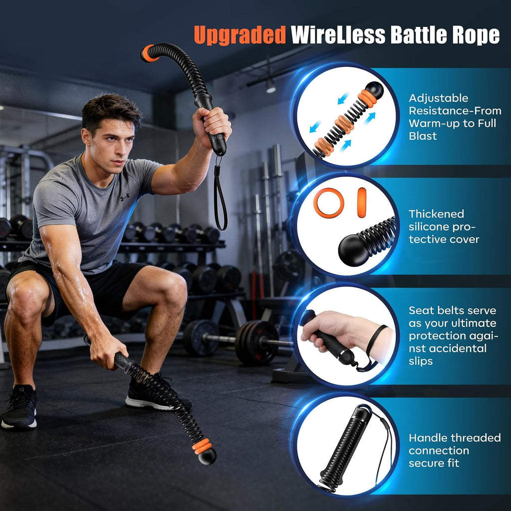 Adjustable Resistance Cordless Battle Rope Home Training Gear