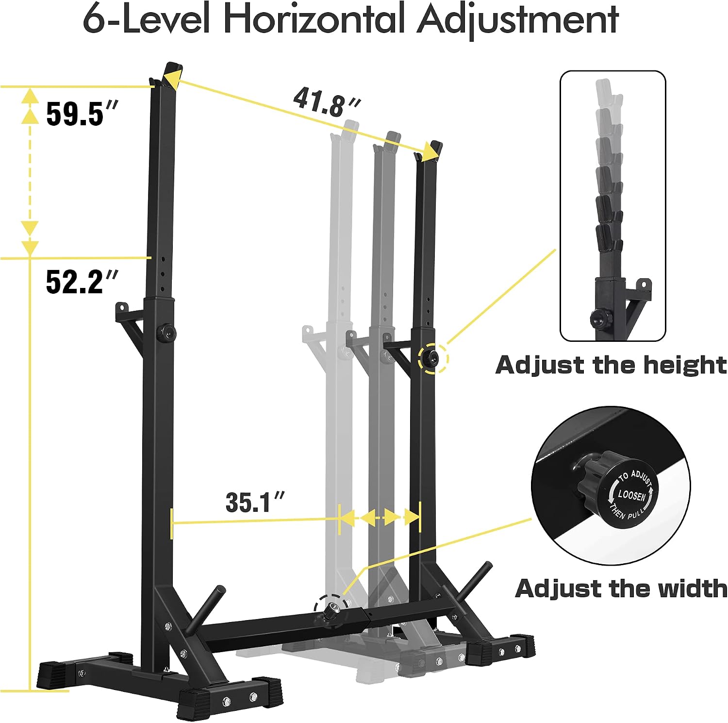 Adjustable 600LBS Multi-Function Squat Rack for Home Gym Lifting