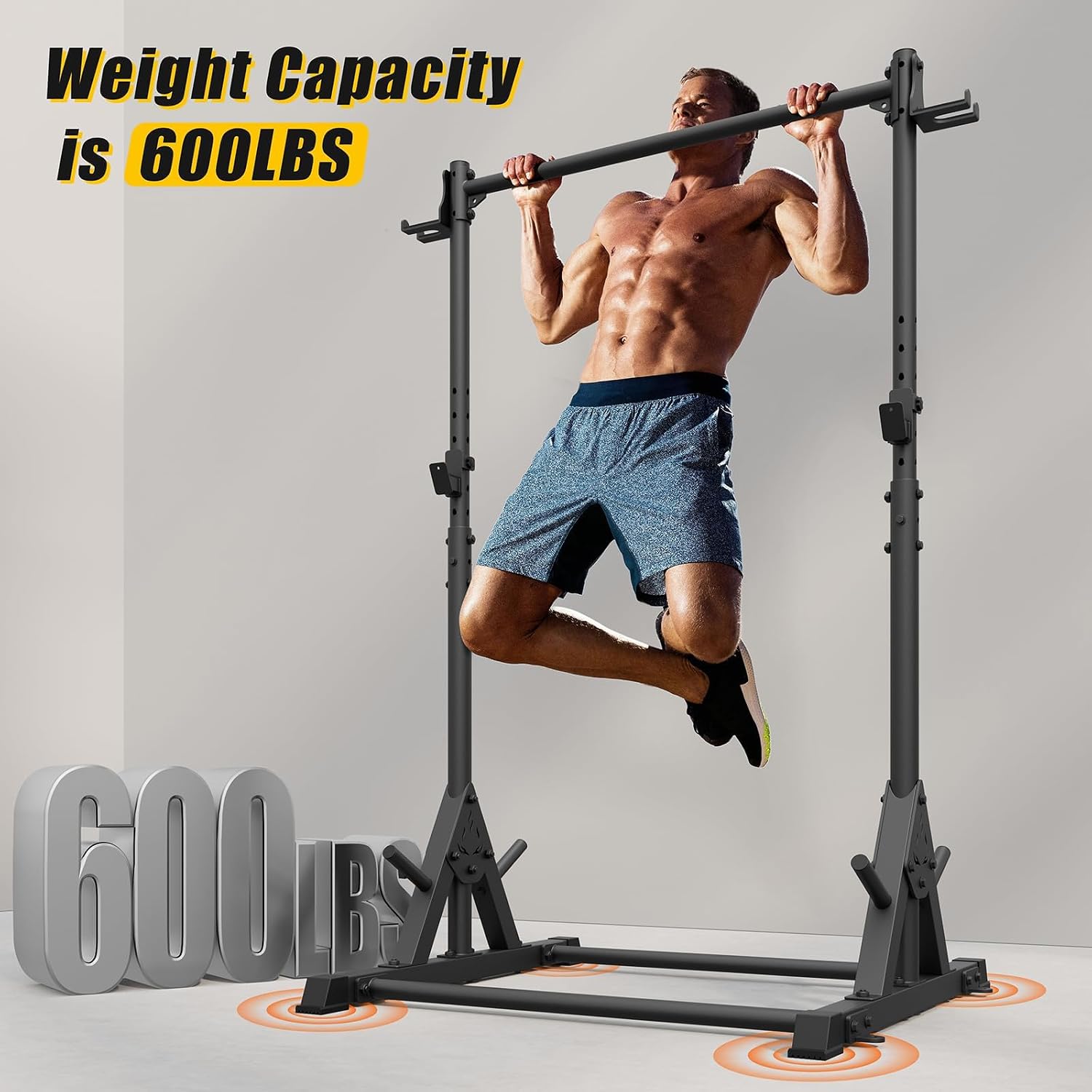Heavy Duty 600LBS Squat Rack with Pull Up Bar Home Gym