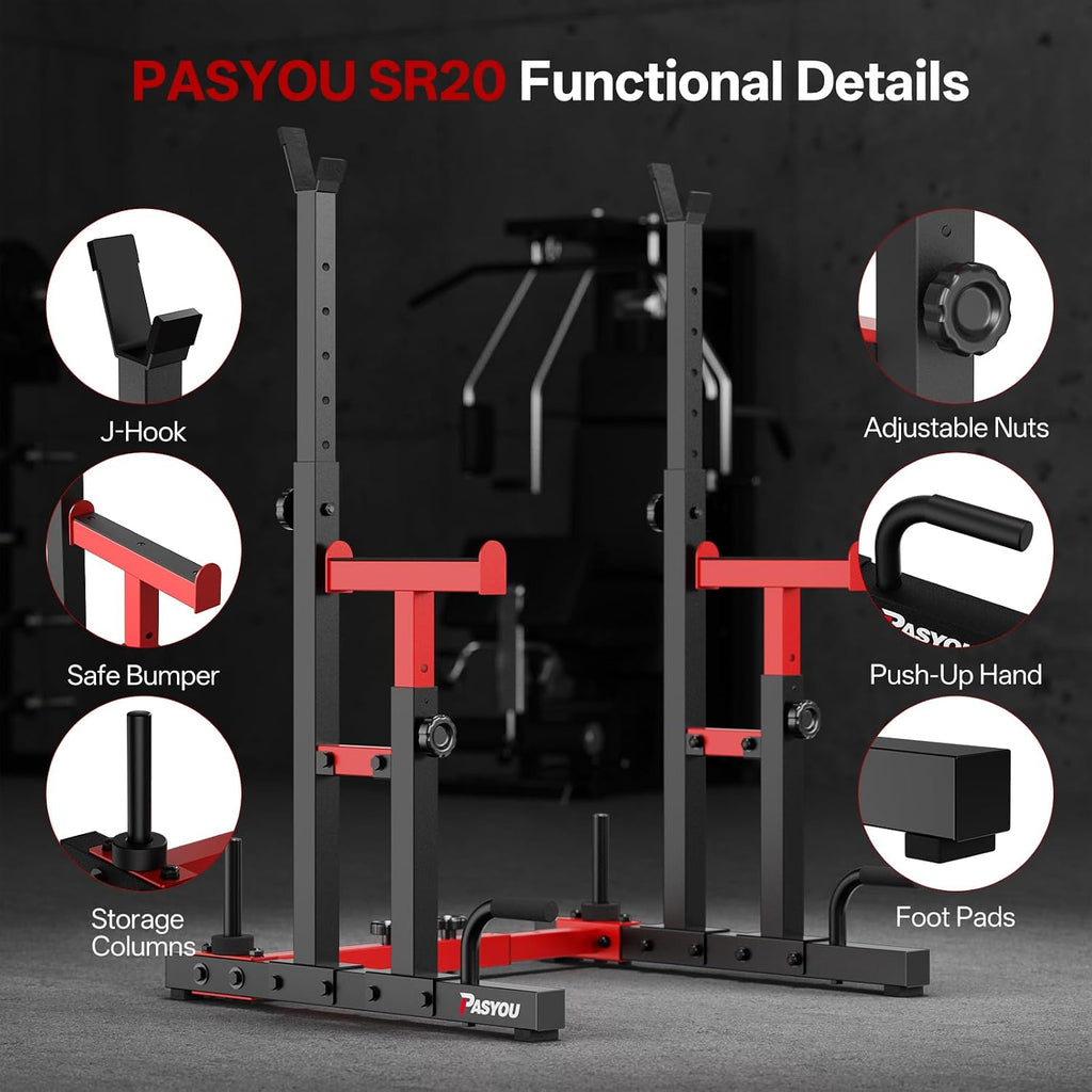 Adjustable 1200LBS Power Rack Home Gym Strength Training Stand