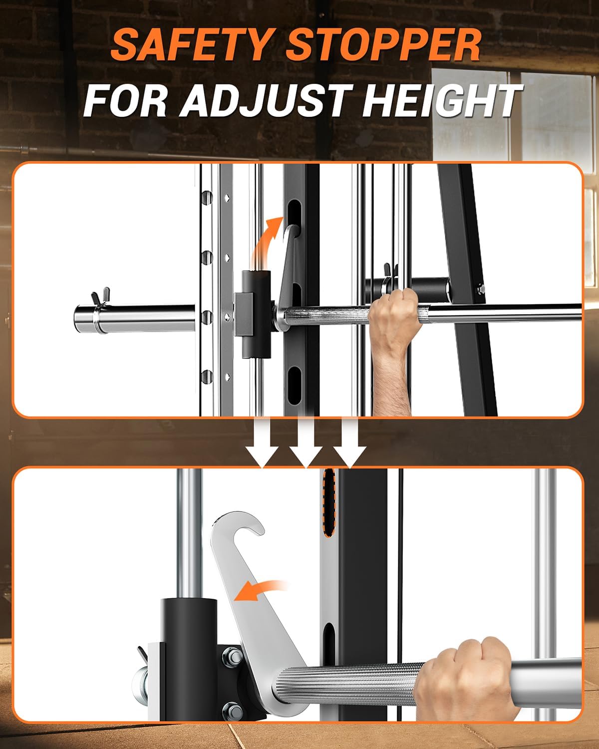 2200LBS All-in-One Smith Machine LAT Pulldown Gym Rack