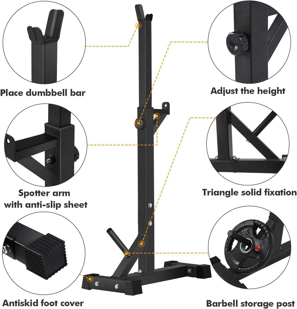 Adjustable 550LBS Squat Rack for Home Gym Bench Press Training