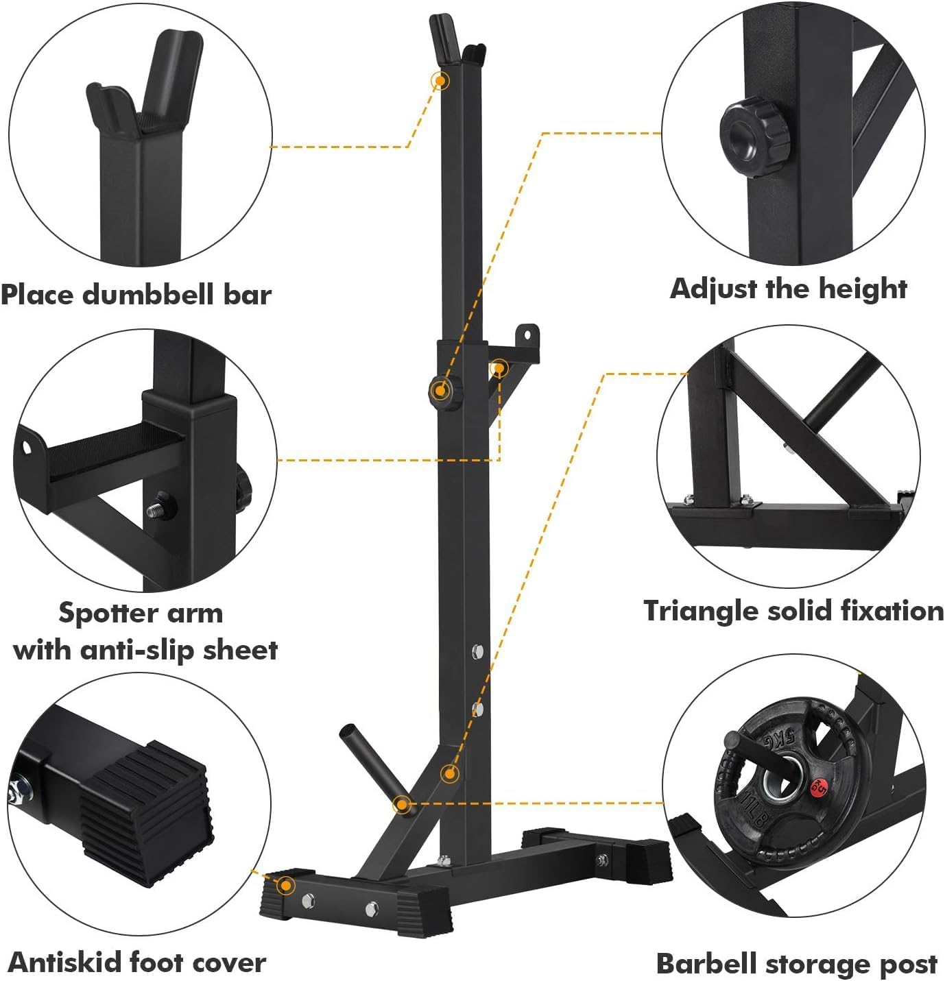 Adjustable 550LBS Squat Rack for Home Gym Bench Press Training