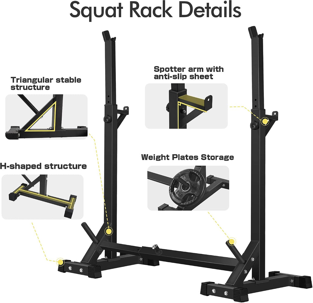 Adjustable 600LBS Multi-Function Squat Rack for Home Gym Lifting