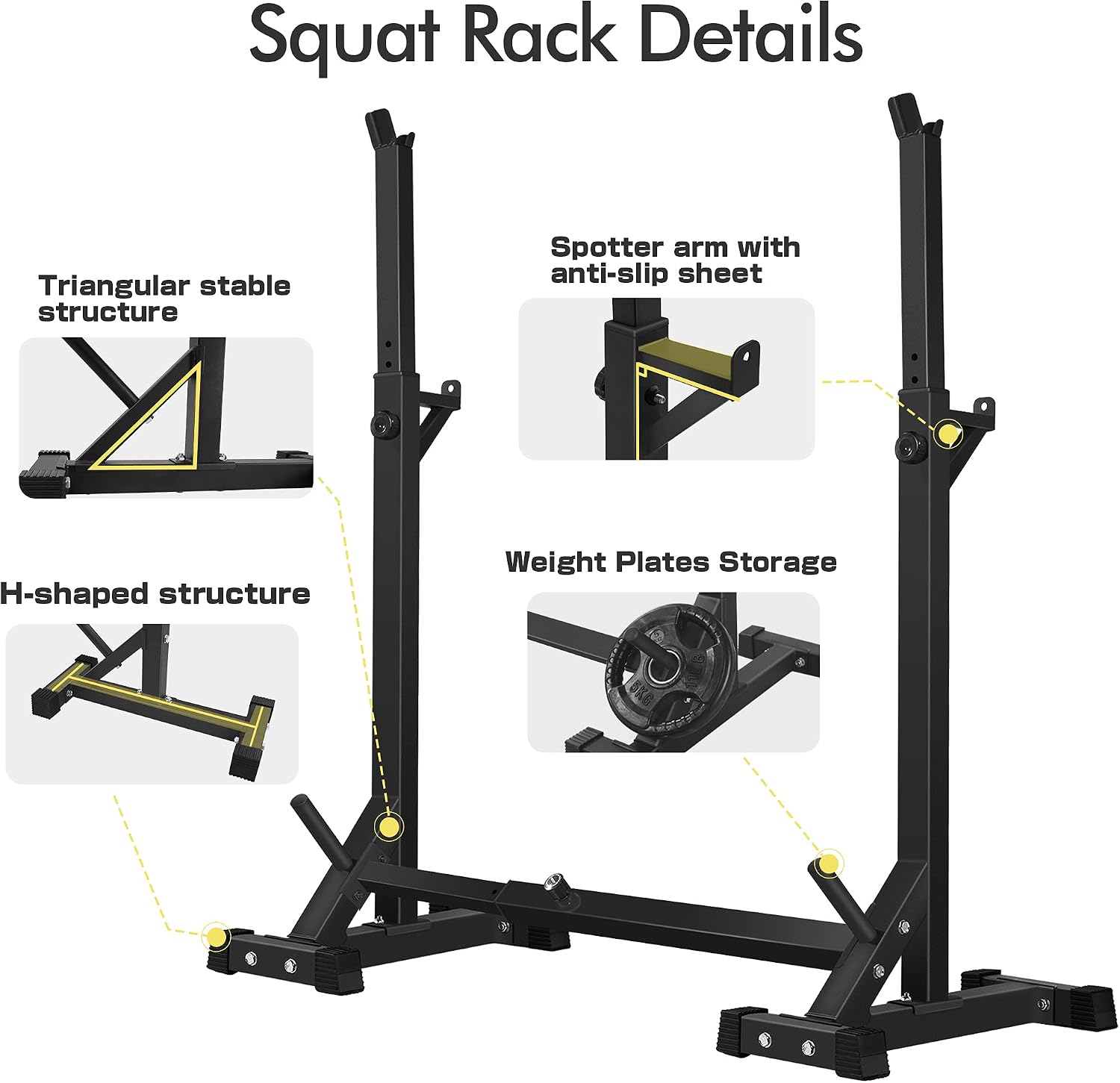 Adjustable 600LBS Multi-Function Squat Rack for Home Gym Lifting