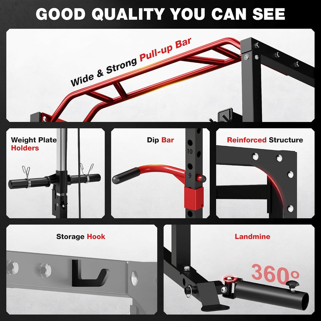 2000LB Multi-Function Power Cage LAT Pulldown Home Gym Rack