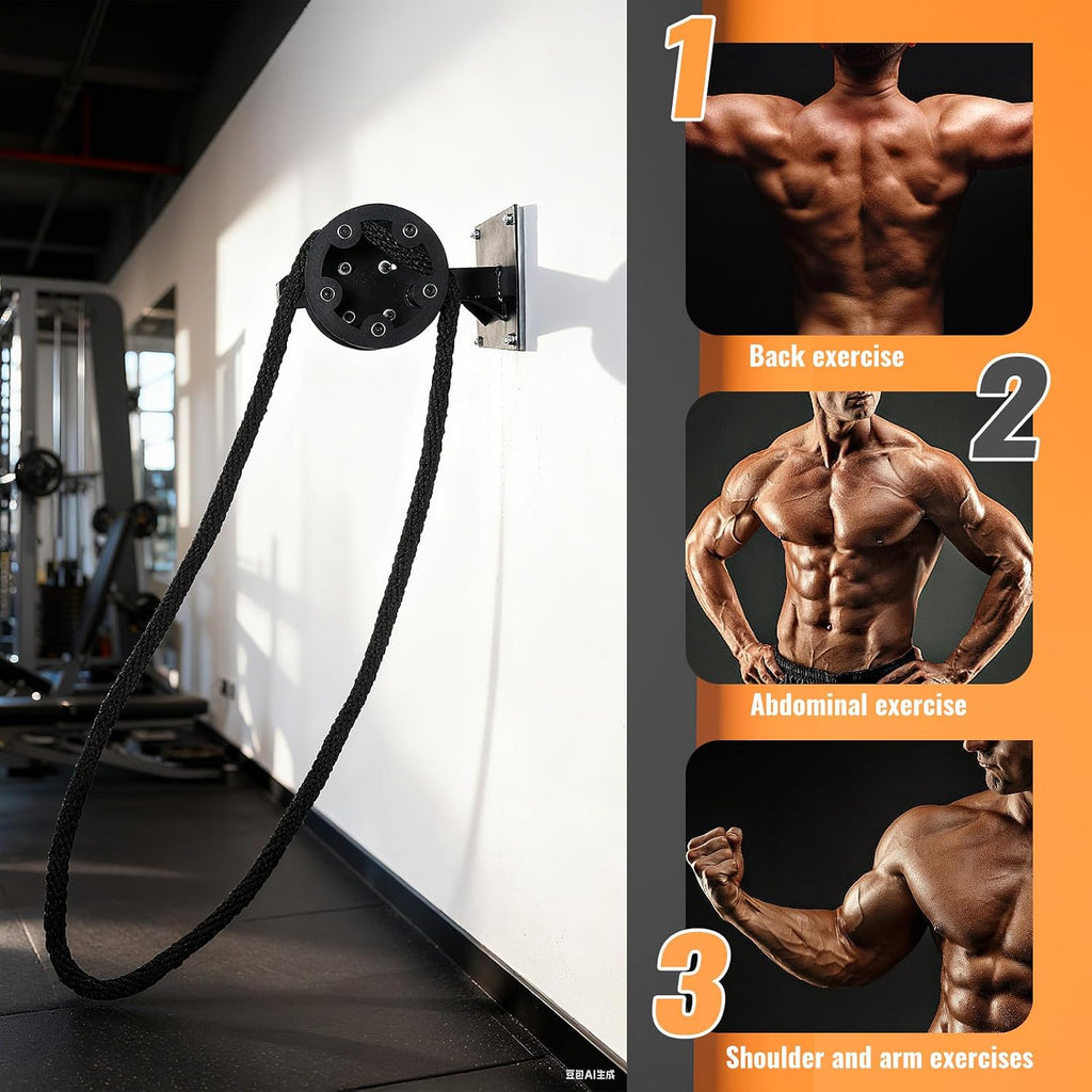 Wall Mount Adjustable Pulley Trainer Upper Body Gym Equipment