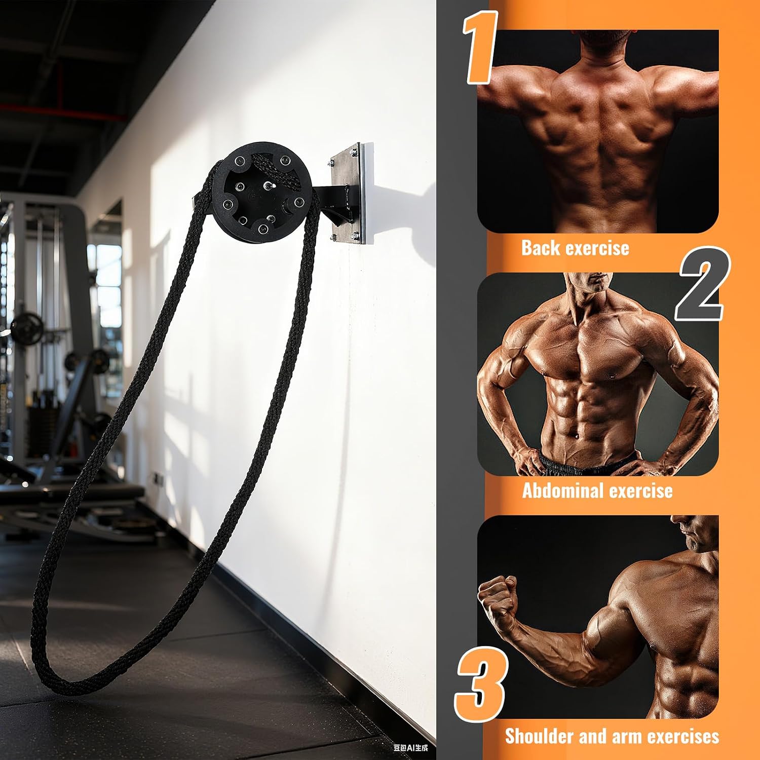 Wall Mount Adjustable Pulley Trainer Upper Body Gym Equipment
