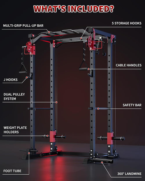 1600LB All-in-One Power Cage Dual Pulley LAT Pull Down Home Gym