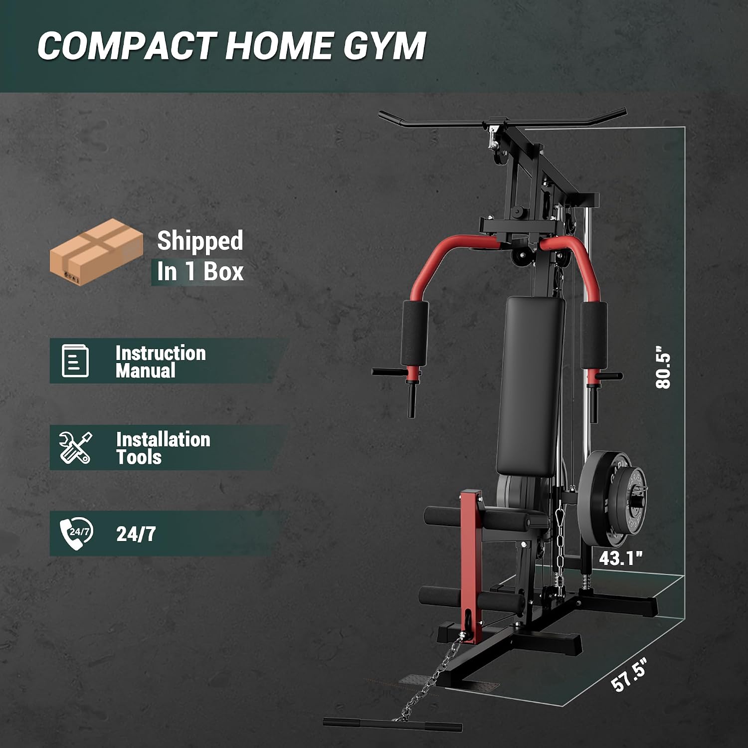 5-in-1 Full Body Gym Machine 300LB Multi Workout Attachments