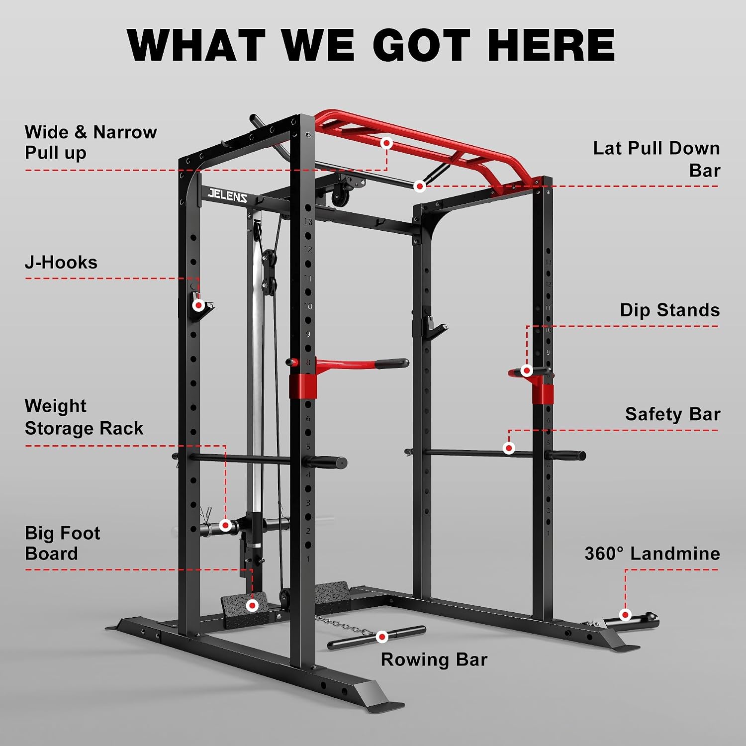 2000LB Multi-Function Power Cage LAT Pulldown Home Gym Rack