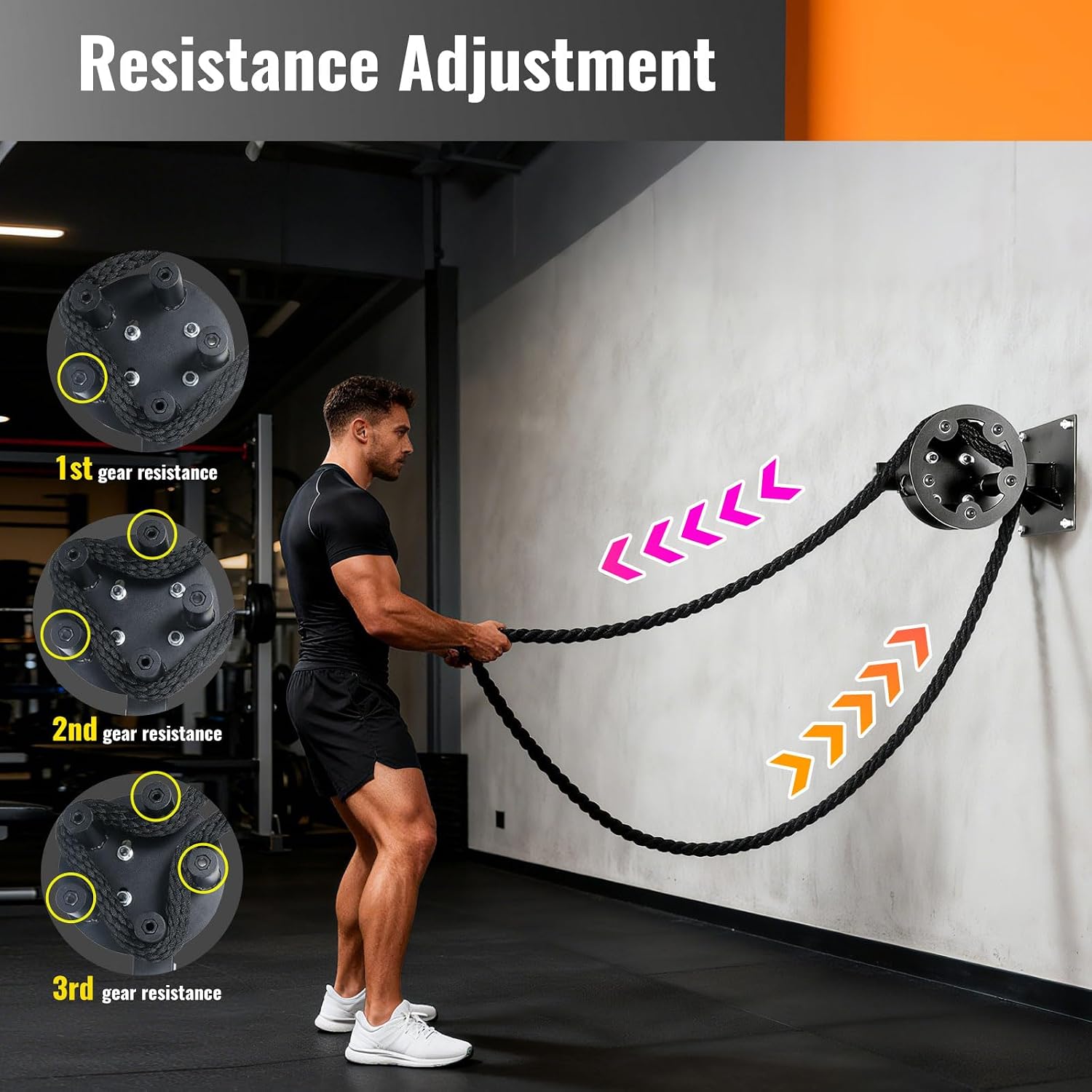 Wall Mount Adjustable Pulley Trainer Upper Body Gym Equipment