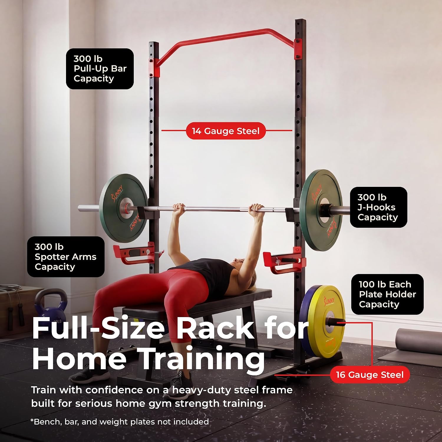 Multifunctional Home Gym Equipment with Squat Rack & Adjustable Bench
