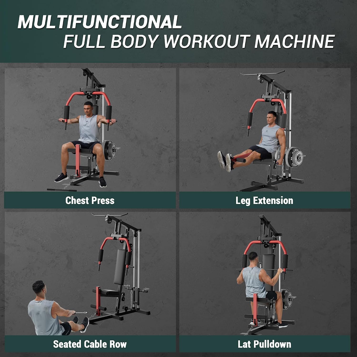 5-in-1 Full Body Gym Machine 300LB Multi Workout Attachments