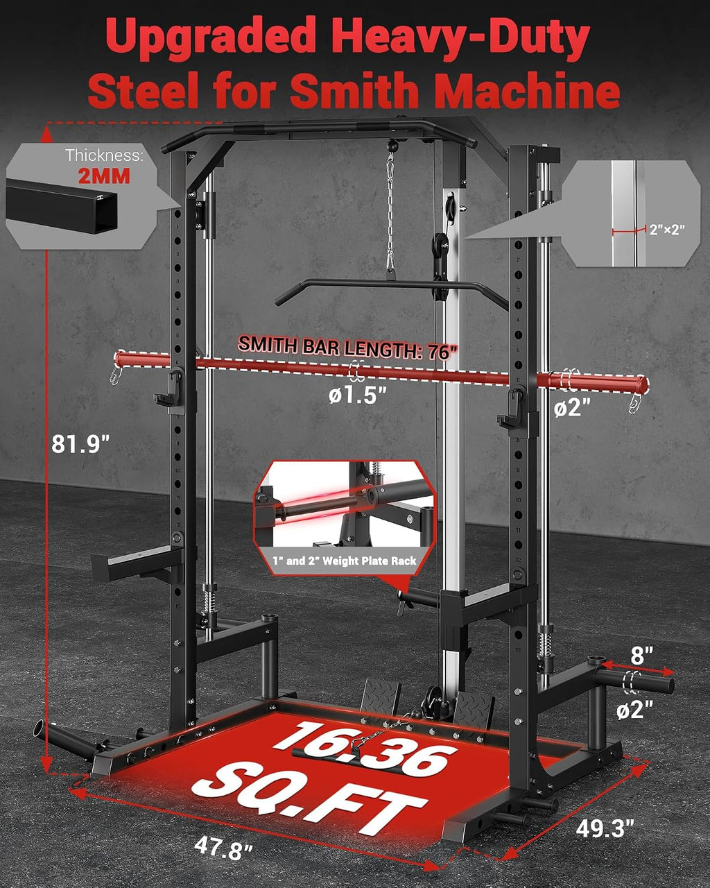 Multi-Functional Smith Machine Full Body Home Training Rack