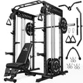 2000LBS Multi-Function Smith Machine Dual Pulley Gym Cage