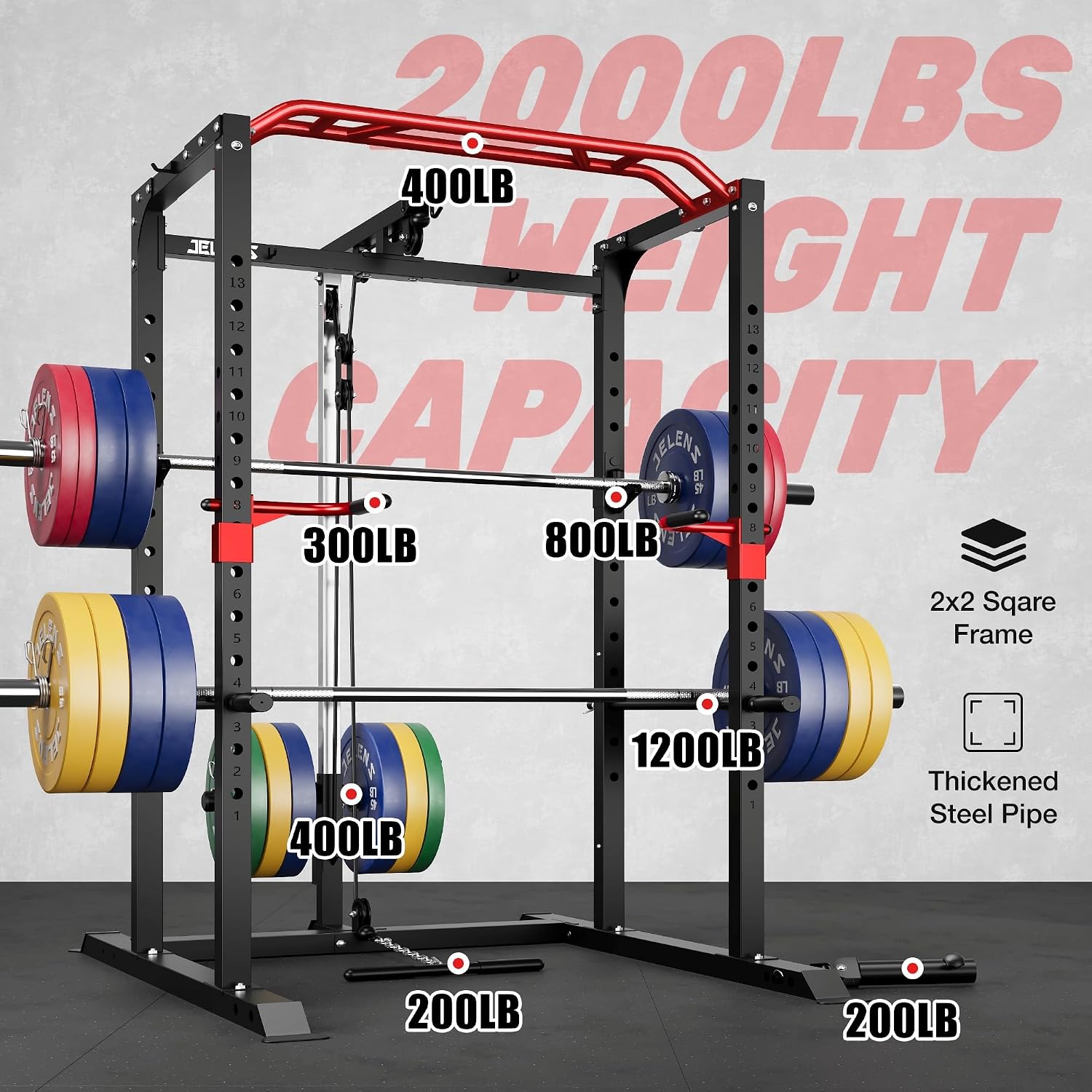 2000LB Multi-Function Power Cage LAT Pulldown Home Gym Rack