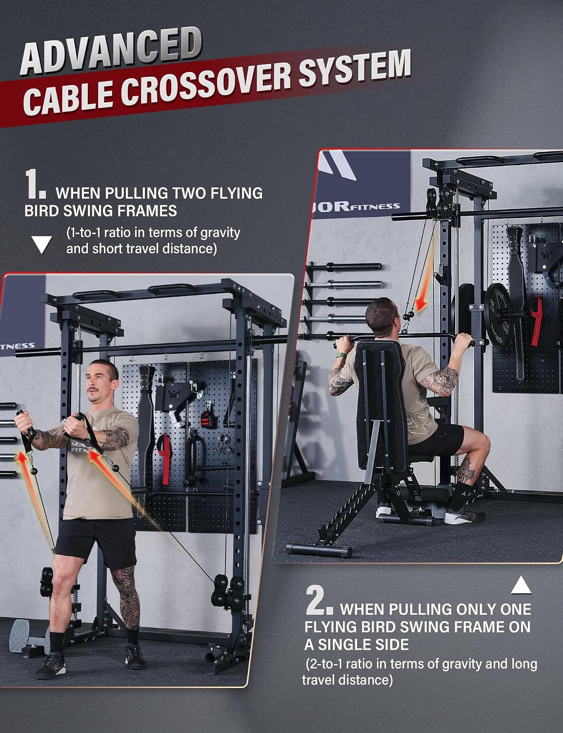 2500LBS All-in-One Smith Machine Dual Pulley Gym Rack