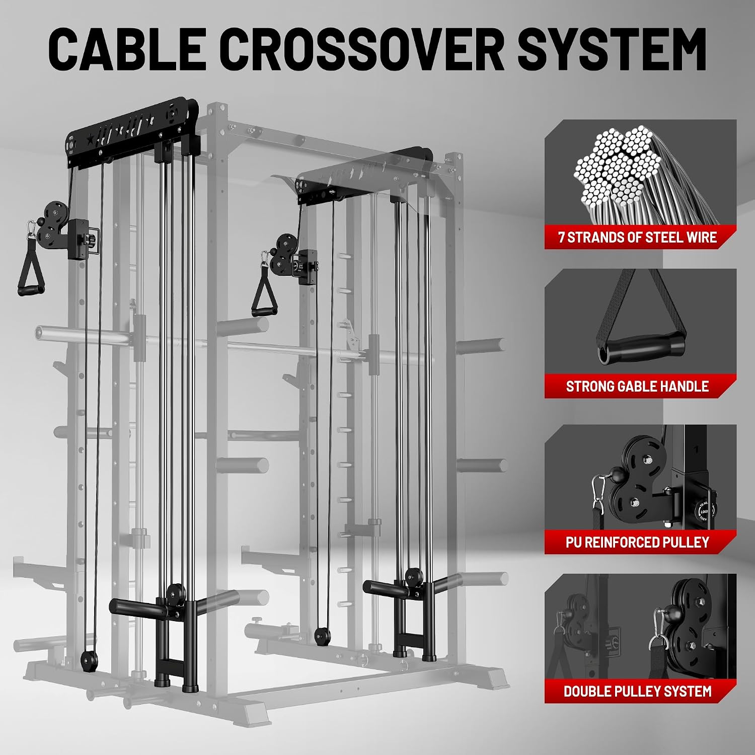 Multi-Function Smith Machine Cage Cable Crossover Home Squat Rack